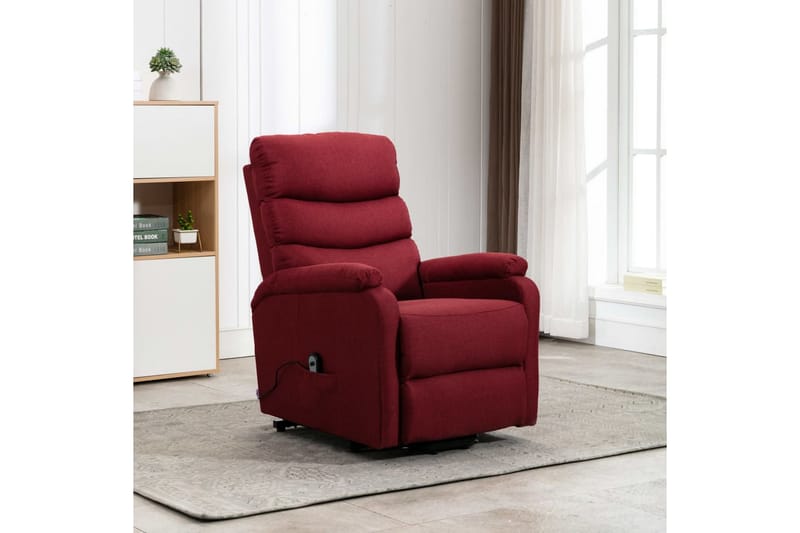 Reclinerfåtölj med uppresningsfunktion vinröd tyg - Röd - Möbler - Vardagsrum - Fåtöljer - Biofåtöljer & reclinerfåtöljer