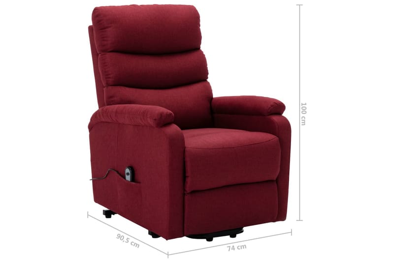 Reclinerfåtölj med uppresningsfunktion vinröd tyg - Röd - Möbler - Vardagsrum - Fåtöljer - Biofåtöljer & reclinerfåtöljer