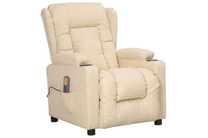 Reclinerfåtölj med uppresningshjälp gräddvit tyg - Kräm - Möbler - Vardagsrum - Fåtöljer - Biofåtöljer & reclinerfåtöljer