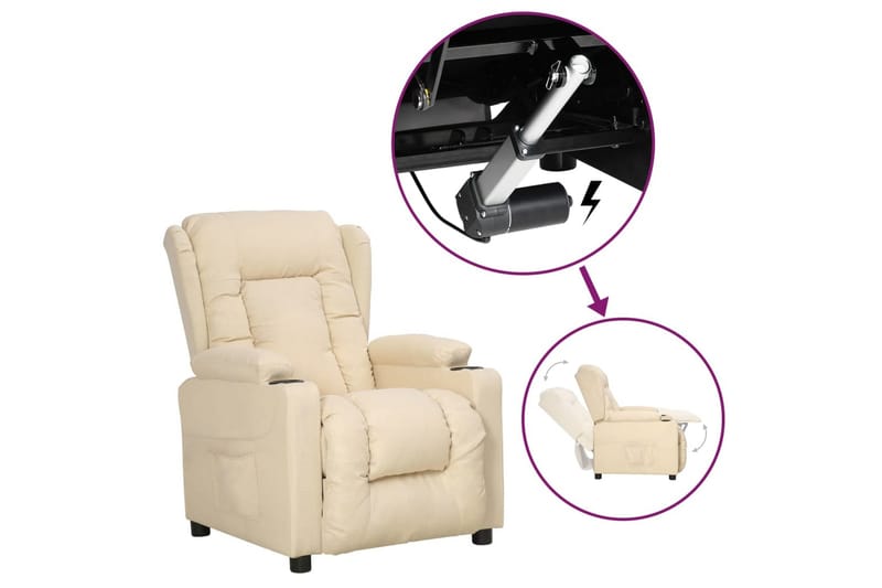 Reclinerfåtölj med uppresningshjälp gräddvit tyg - Kräm - Möbler - Vardagsrum - Fåtöljer - Biofåtöljer & reclinerfåtöljer