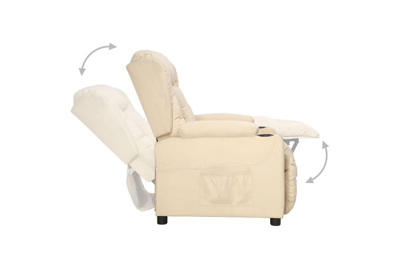 Reclinerfåtölj med uppresningshjälp gräddvit tyg - Kräm - Möbler - Vardagsrum - Fåtöljer - Biofåtöljer & reclinerfåtöljer