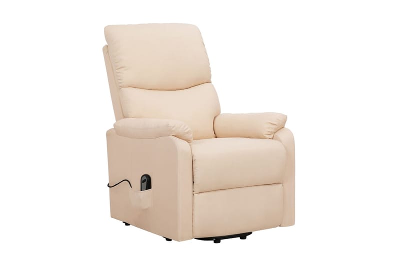 Reclinerfåtölj med uppresningshjälp gräddvit tyg - Vit - Möbler - Vardagsrum - Fåtöljer - Biofåtöljer & reclinerfåtöljer