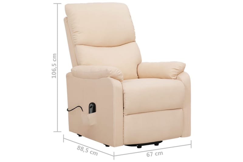 Reclinerfåtölj med uppresningshjälp gräddvit tyg - Vit - Möbler - Vardagsrum - Fåtöljer - Biofåtöljer & reclinerfåtöljer