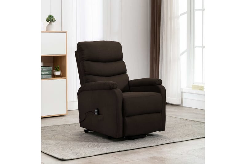 Reclinerfåtölj med uppresningshjälp mörkbrun tyg - Brun - Möbler - Vardagsrum - Fåtöljer - Biofåtöljer & reclinerfåtöljer