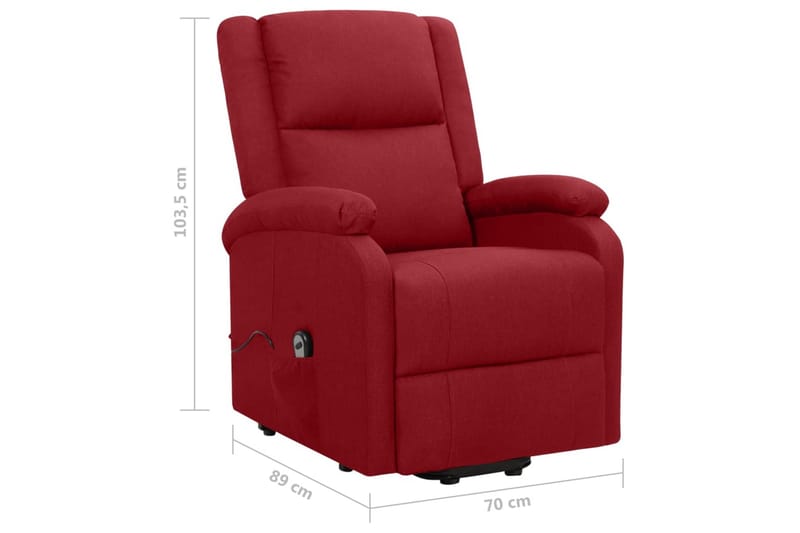 Reclinerfåtölj med uppresningshjälp vinröd tyg - Röd - Möbler - Vardagsrum - Fåtöljer - Biofåtöljer & reclinerfåtöljer