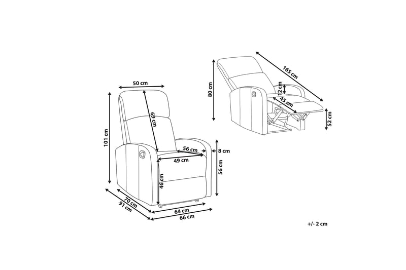 Virrat Fåtölj LED-belysning + USB-port - Vit - Möbler - Vardagsrum - Fåtöljer - Biofåtöljer & reclinerfåtöljer