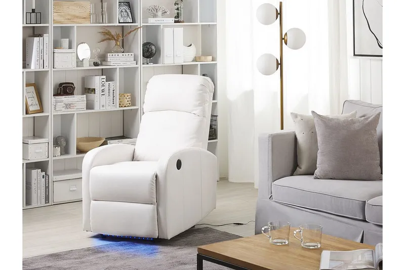 Virrat Fåtölj LED-belysning + USB-port - Vit - Möbler - Vardagsrum - Fåt öljer - Biofåtöljer & reclinerfåtöljer