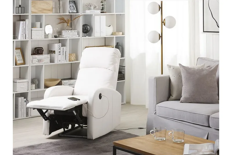 Virrat Fåtölj LED-belysning + USB-port - Vit - Möbler - Vardagsrum - Fåtöljer - Biofåtöljer & reclinerfåtöljer