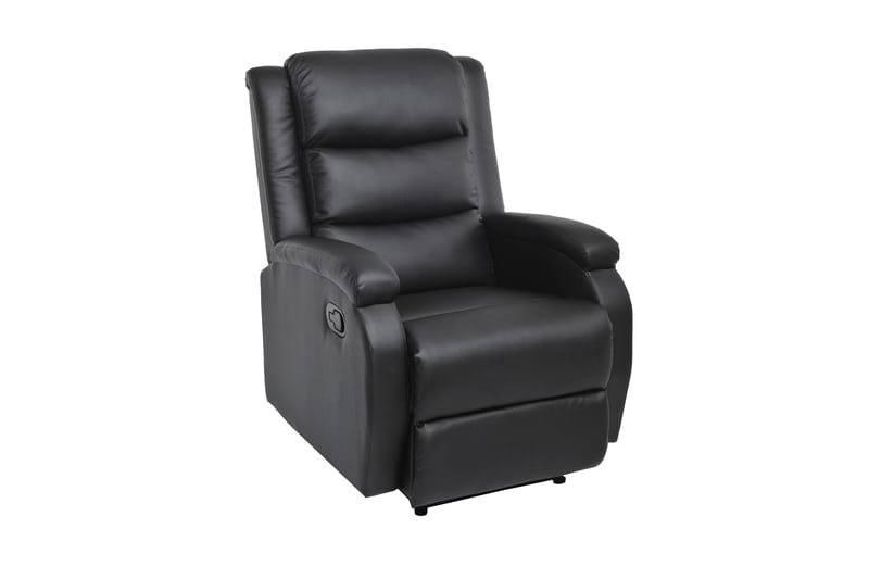 WAGNER Recliner med Ottoman Svart - Biofåtöljer & reclinerfåtöljer - Skinnfåtölj