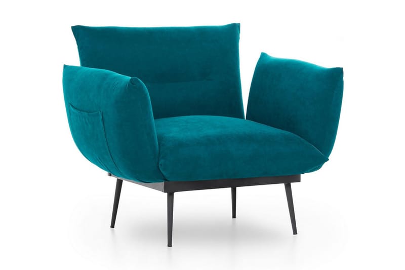 Bramelia Modern Fåtölj i Mocka med Metallben, Grön
