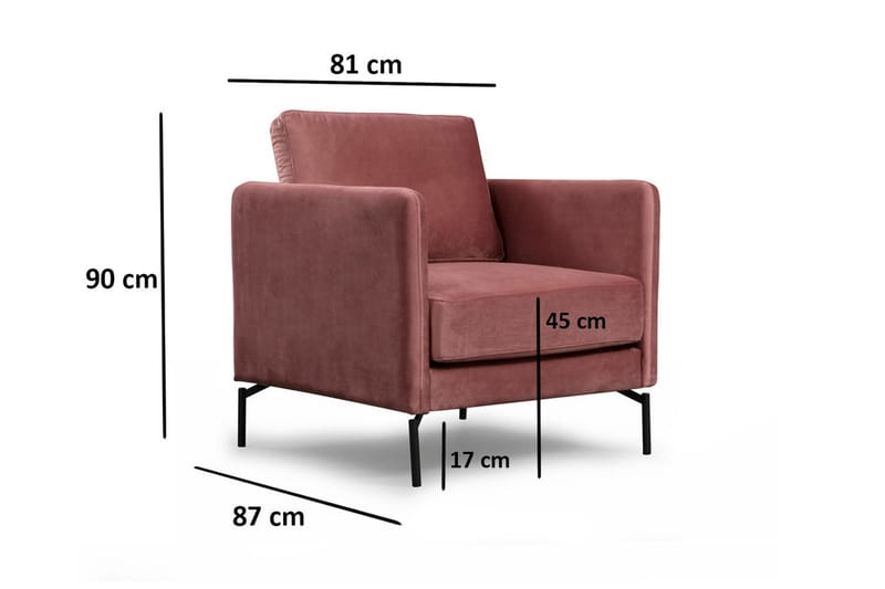 Bramelia Modern Fåtölj i Sammet - Rosa - Möbler - Vardagsrum - Fåtöljer