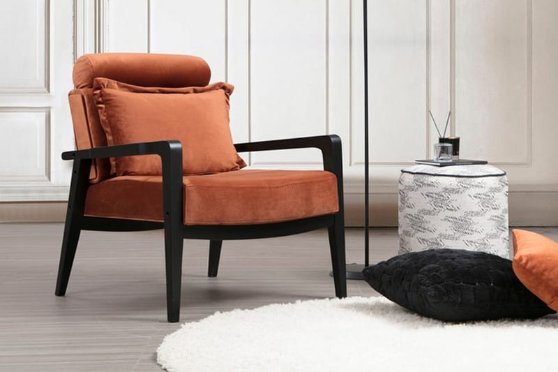 Bramelia Modern Fåtölj i Sammet - Rostorange - Möbler - Vardagsrum - Fåtöljer
