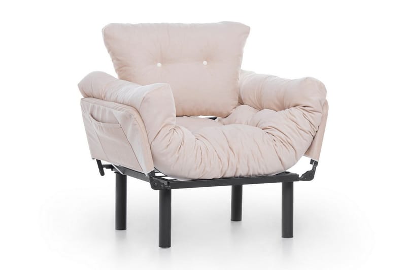 Bramelia Modern Fåtölj i Tyg med Metallstativ, Beige