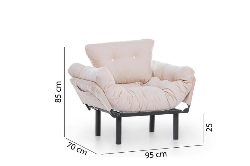Bramelia Modern Fåtölj i Tyg med Metallstativ - Beige - Möbler - Vardagsrum - Fåtöljer