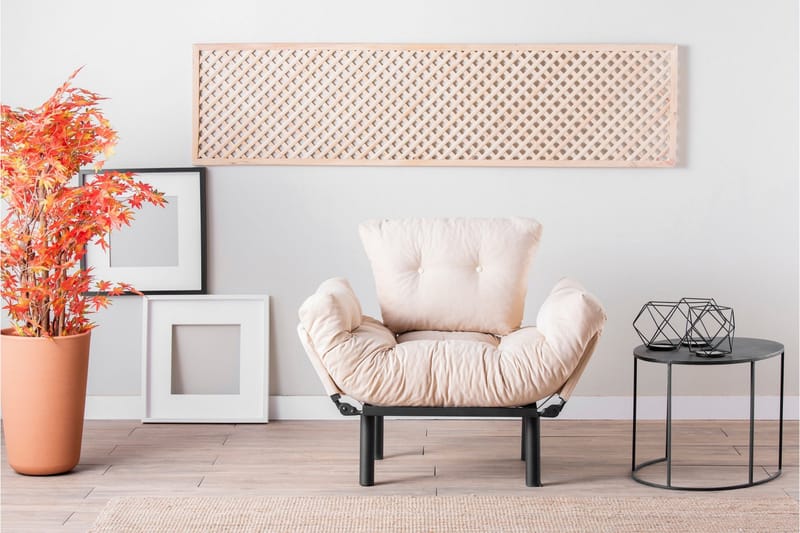 Bramelia Modern Fåtölj i Tyg med Metallstativ - Beige - Möbler - Vardagsrum - Fåtöljer
