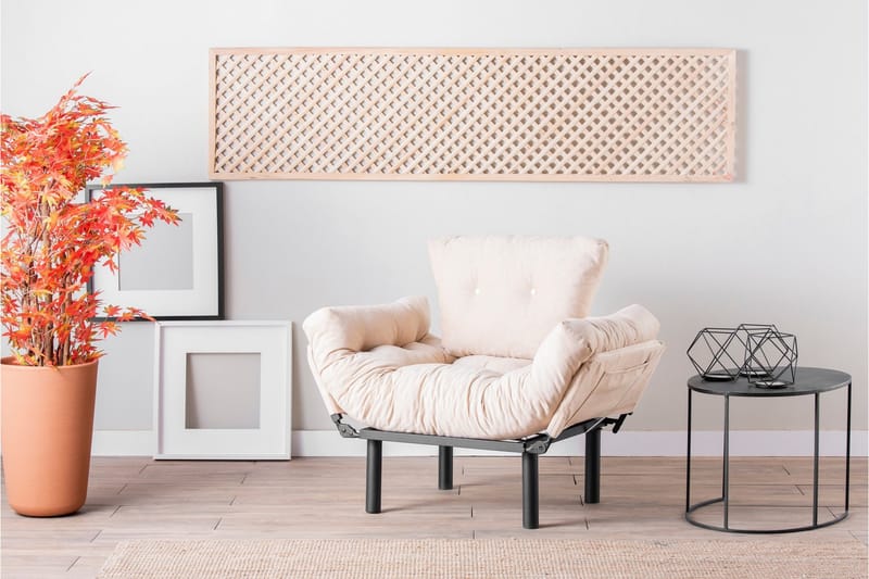 Bramelia Modern Fåtölj i Tyg med Metallstativ - Beige - Möbler - Vardagsrum - Fåtöljer