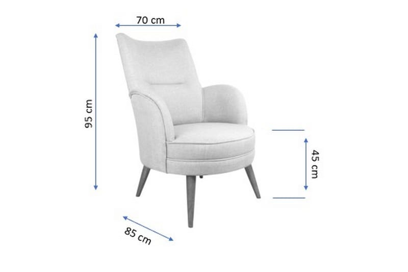 Brandn Oval Fåtölj med Armstöd och Träben i Tyg - Beige - Möbler - Vardagsrum - Fåtöljer
