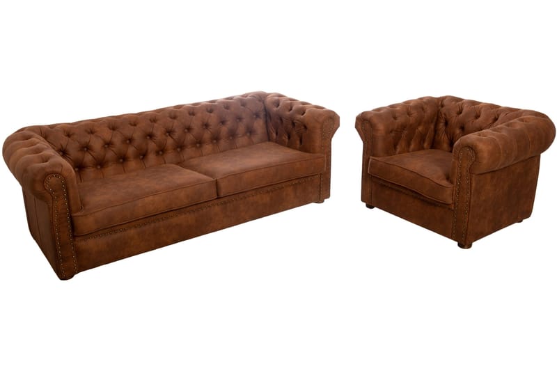 Chesterfield Deluxe Fåtölj - Brun - Möbler - Vardagsrum - Fåtöljer - Chesterfield fåtölj