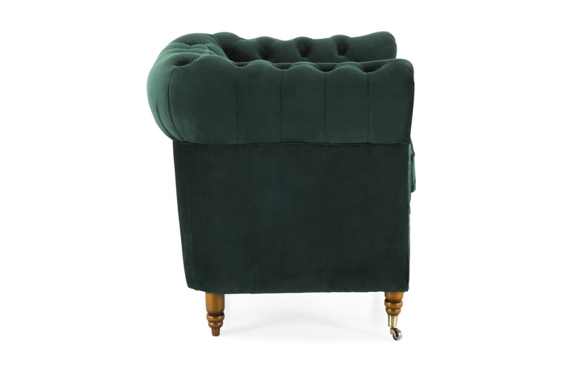 CHESTERFIELD DELUXE Fåtölj Sammet Mörkgrön - Möbler - Vardagsrum - Fåtöljer - Chesterfield fåtölj