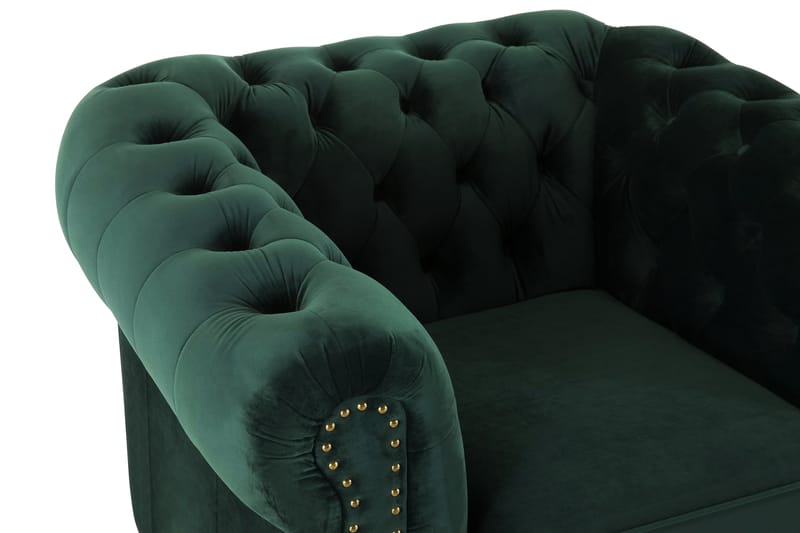 CHESTERFIELD DELUXE Fåtölj Sammet Mörkgrön - Möbler - Vardagsrum - Fåtöljer - Chesterfield fåtölj