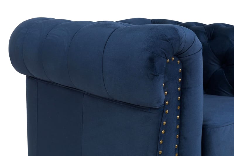CHESTERFIELD DELUXE Fåtölj Sammet Petrolblå - Möbler - Vardagsrum - Fåtöljer - Chesterfield fåtölj