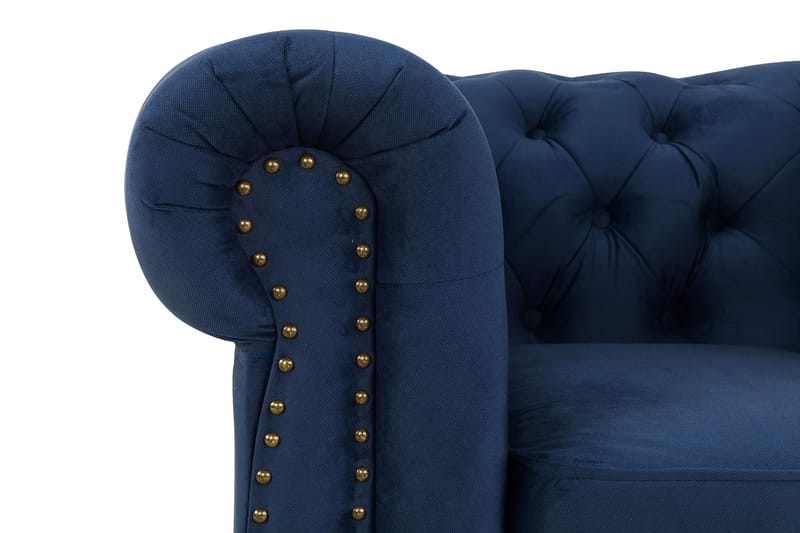 CHESTERFIELD DELUXE Fåtölj Sammet Petrolblå - Möbler - Vardagsrum - Fåtöljer - Chesterfield fåtölj