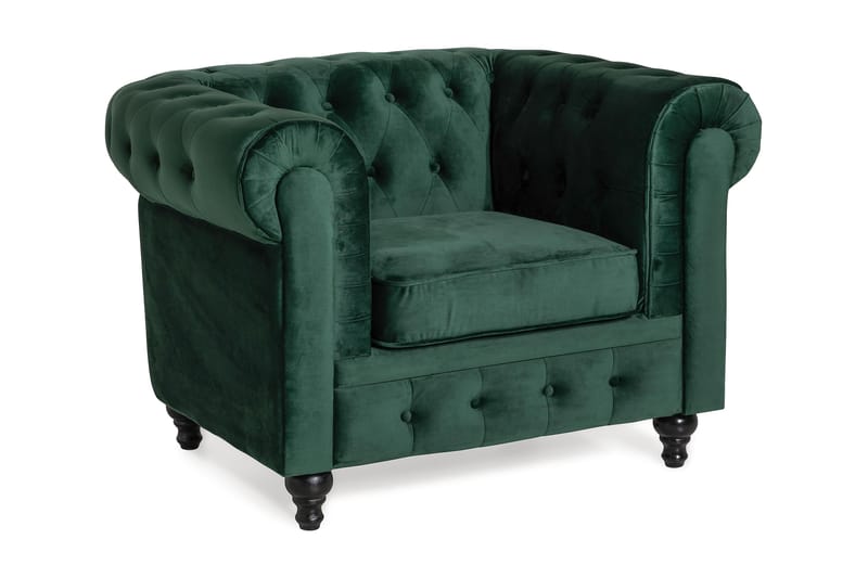 CHESTERFIELD Fåtölj Mörkgrön Sammet - Möbler - Vardagsrum - Fåtöljer - Chesterfield fåtölj