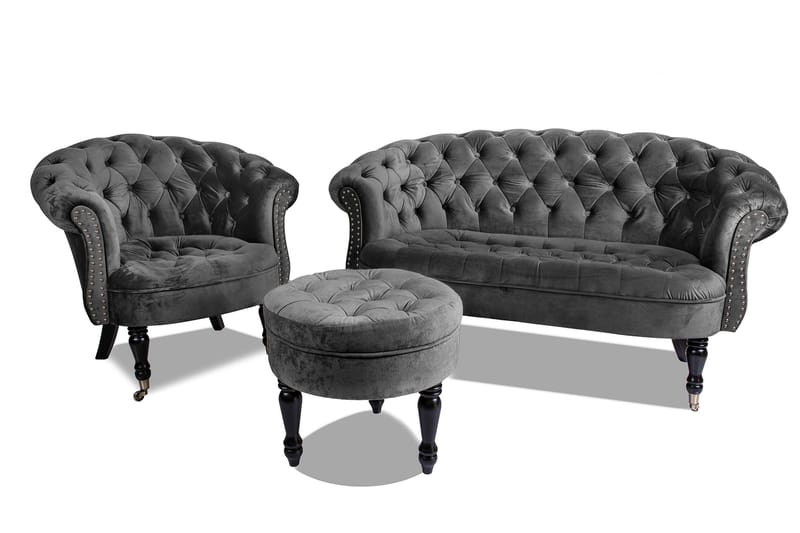 Chesterfield Ludo Fåtölj Mörkgrå - Möbler - Vardagsrum - Fåtöljer - Chesterfield fåtölj