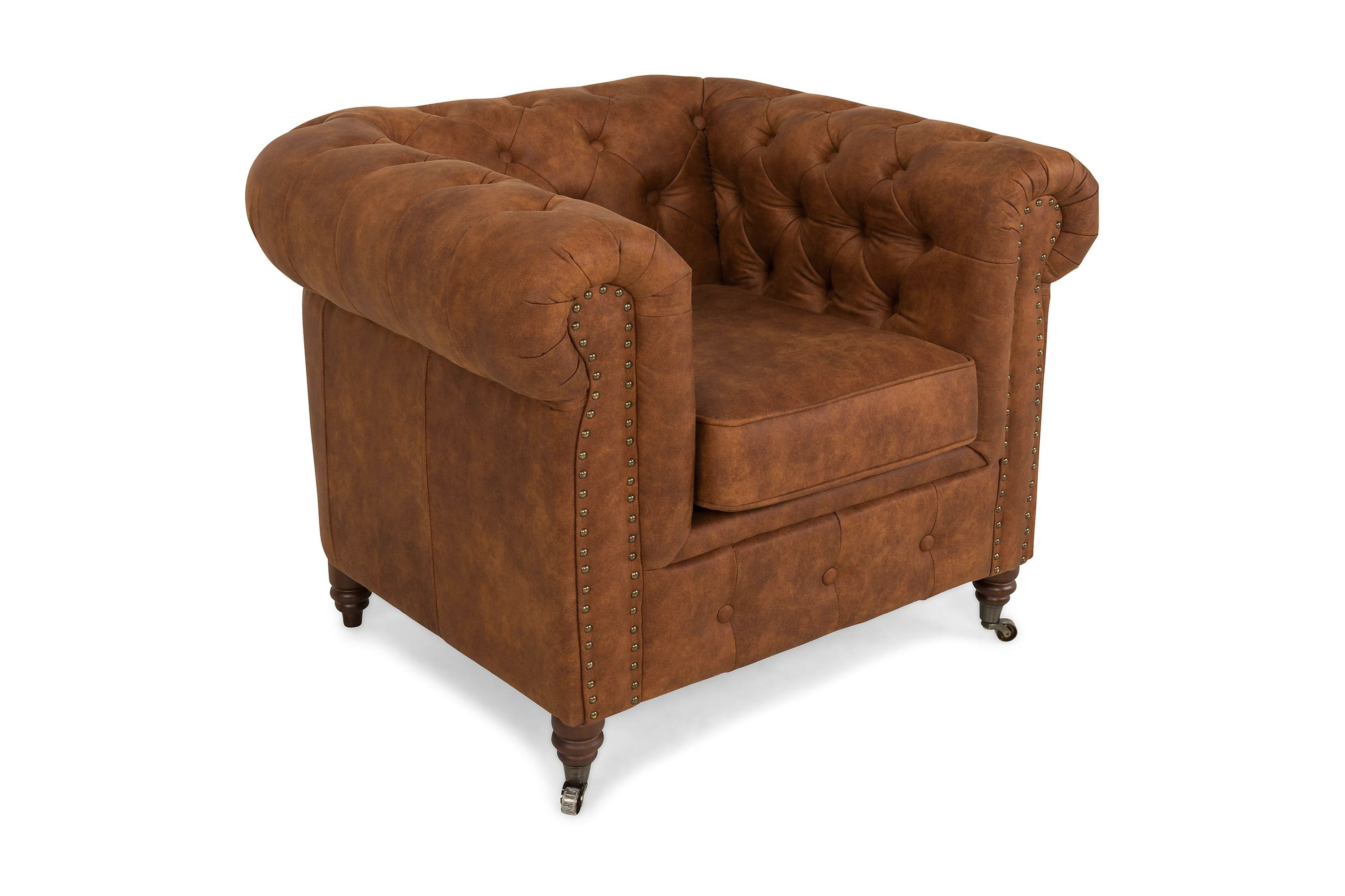 chesterfield lux fåtölj vintage cognac -