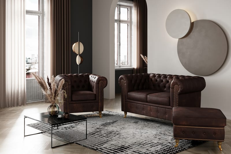 CHESTERFIELD LUX Fåtölj Vintage Mörkbrun - Möbler - Vardagsrum - Fåtöljer - Chesterfield fåtölj