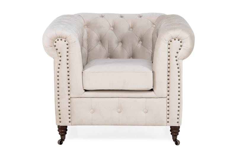 CHESTERFIELD LUX Sammetsfåtölj Beige - Möbler - Vardagsrum - Fåtöljer - Chesterfield fåtölj