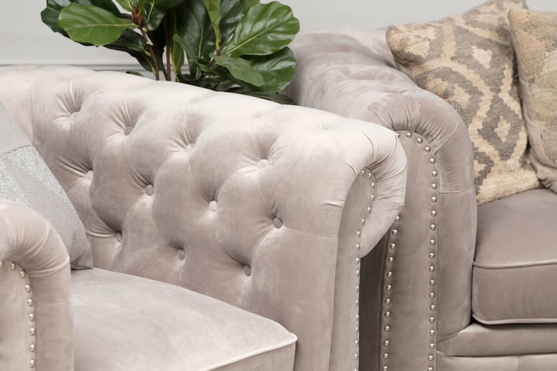 CHESTERFIELD LUX Sammetsfåtölj Sand - Möbler - Vardagsrum - Fåtöljer - Chesterfield fåtölj