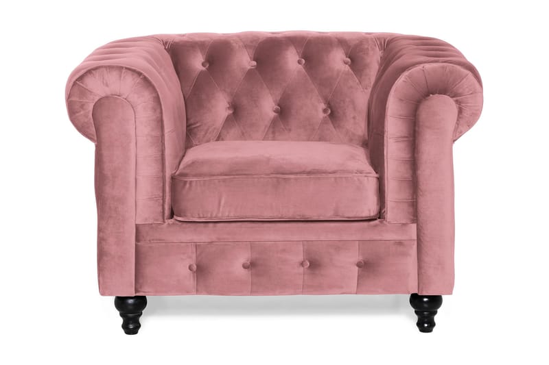 Chesterfield Lyx Fåtölj - Rosa Sammet - Möbler - Vardagsrum - Fåtöljer - Chesterfield fåtölj