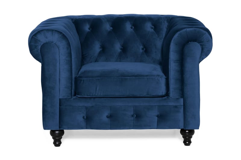 Chesterfield Lyx Stor skön djup sammetsfåtölj - Fåtölj till vardagsrum - Blå Sammet - Möbler - Vardagsrum - Fåtöljer - Chesterfield fåtölj