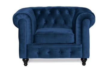 Chesterfield Lyx Stor skön djup sammetsfåtölj - Fåtölj till vardagsrum - Blå - Möbler - Vardagsrum - Fåtöljer - Chesterfield fåtölj