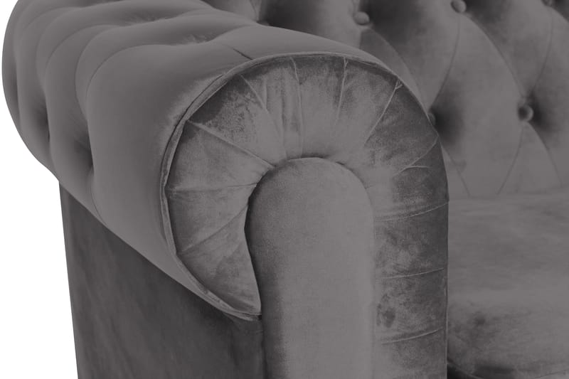 Chesterfield Lyx Stor skön djup sammetsfåtölj - Fåtölj till vardagsrum - Mörkgrå Sammet - Möbler - Vardagsrum - Fåtöljer - Chesterfield fåtölj