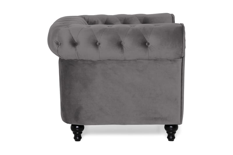 Chesterfield Lyx Stor skön djup sammetsfåtölj - Fåtölj till vardagsrum - Mörkgrå Sammet - Möbler - Vardagsrum - Fåtöljer - Chesterfield fåtölj