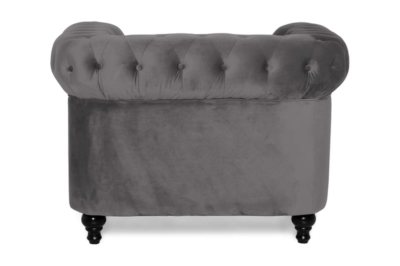 Chesterfield Lyx Stor skön djup sammetsfåtölj - Fåtölj till vardagsrum - Mörkgrå Sammet - Möbler - Vardagsrum - Fåtöljer - Chesterfield fåtölj