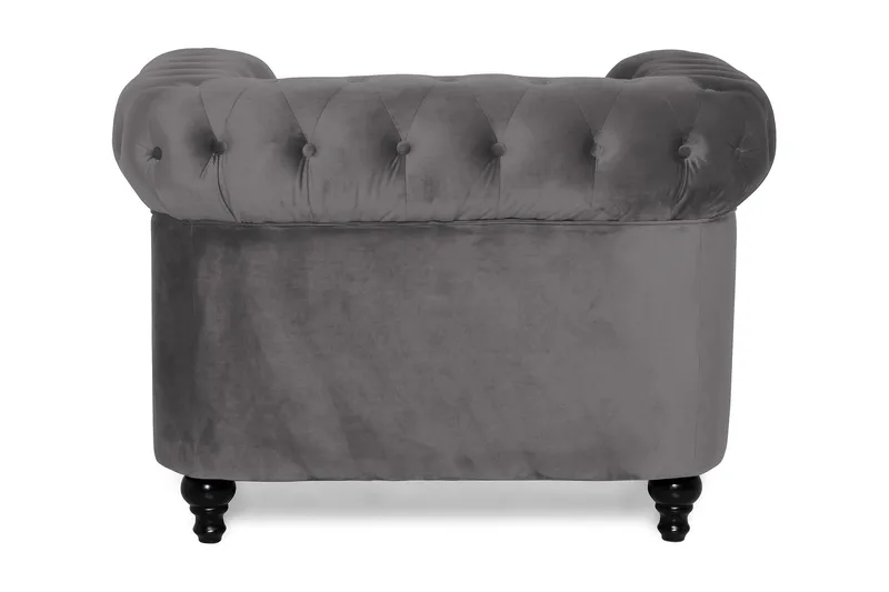 Chesterfield Lyx Stor skön djup sammetsfåtölj - Fåtölj till vardagsrum - Mörkgrå Sammet - Möbler - Vardagsrum - Fåtöljer - Chesterfield fåtölj
