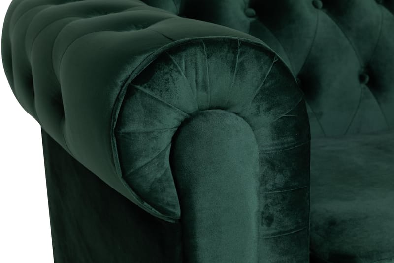 Chesterfield Lyx Stor skön djup sammetsfåtölj - Fåtölj till vardagsrum - Mörkgrön Sammet - Möbler - Vardagsrum - Fåtöljer - Chesterfield fåtölj