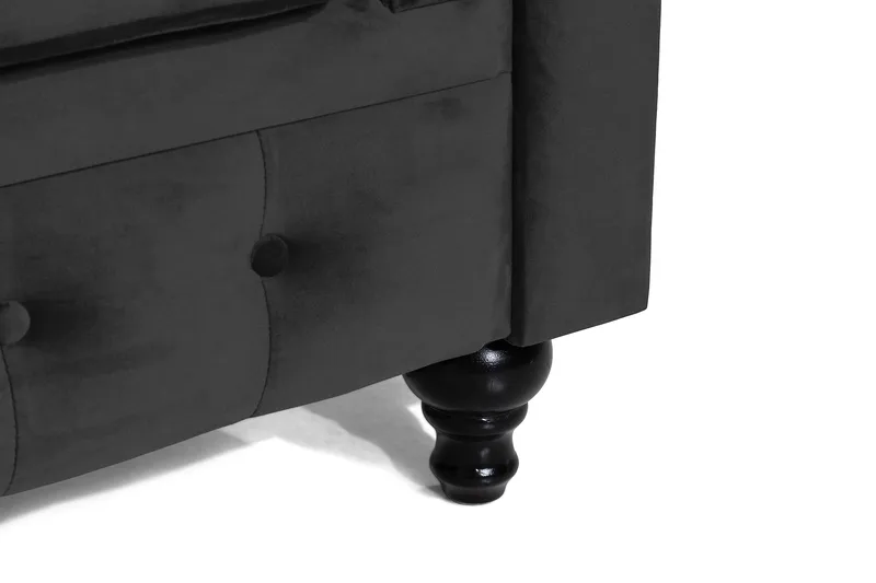 Chesterfield Lyx Stor skön djup sammetsfåtölj - Fåtölj till vardagsrum - Svart Sammet - Möbler - Vardagsrum - Fåtöljer - Chesterfield fåtölj