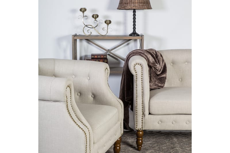 Fåtölj Holmes 83x75x78 cm Beige - Möbler - Vardagsrum - Fåtöljer - Chesterfield fåtölj