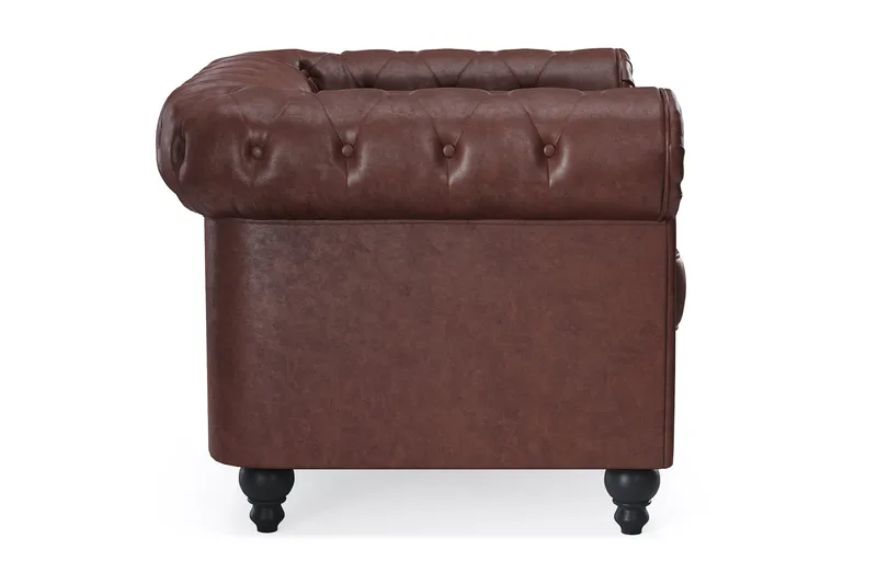 Chesterfield Lyx Stor skön djup fåtölj i konstläder till vardagsrum - Mörkbrun PU - Möbler - Vardagsrum - Fåtöljer - Chesterfield fåtölj