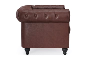 Chesterfield Lyx Stor skön djup fåtölj i konstläder till vardagsrum - Mörkbrun - Möbler - Vardagsrum - Fåtöljer - Chesterfield fåtölj