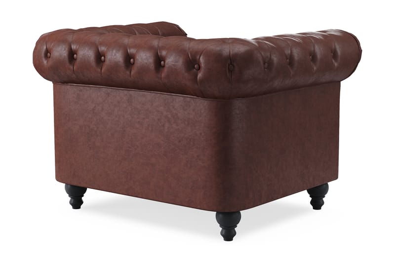Chesterfield Lyx Stor skön djup fåtölj i konstläder till vardagsrum - Mörkbrun PU - Möbler - Vardagsrum - Fåtöljer - Chesterfield fåtölj