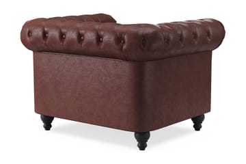 Chesterfield Lyx Stor skön djup fåtölj i konstläder till vardagsrum - Mörkbrun - Möbler - Vardagsrum - Fåtöljer - Chesterfield fåtölj