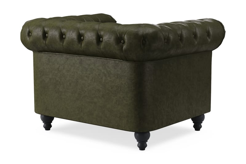 Chesterfield Lyx Stor skön djup fåtölj till vardagsrum - Mörkgrön PU - Möbler - Vardagsrum - Fåtöljer - Chesterfield fåtölj