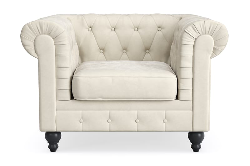 Chesterfield Lyx Stor skön djup sammetsfåtölj - Fåtölj till vardagsrum - Beige Sammet - Möbler - Vardagsrum - Fåtöljer - Chesterfield fåtölj