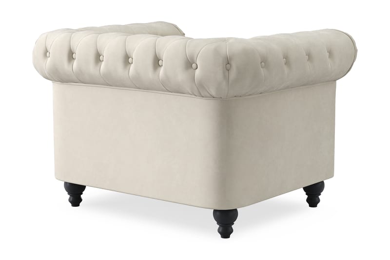 Chesterfield Lyx Stor skön djup sammetsfåtölj - Fåtölj till vardagsrum - Beige Sammet - Möbler - Vardagsrum - Fåtöljer - Chesterfield fåtölj