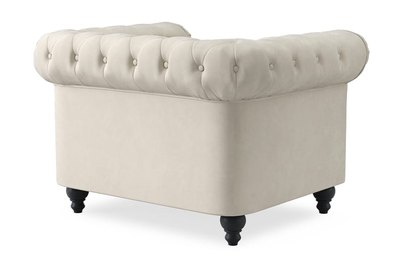 Chesterfield Lyx Stor skön djup sammetsfåtölj - Fåtölj till vardagsrum - Beige Sammet - Möbler - Vardagsrum - Fåtöljer - Chesterfield fåtölj